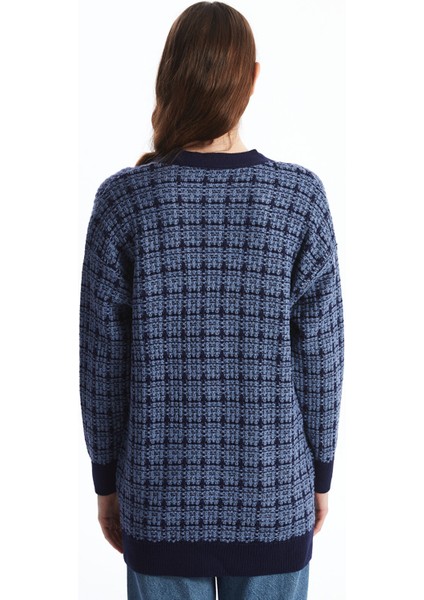 Yeni Sezon V Yaka Ekose Kadın Triko Hırka modelleri