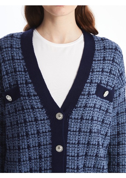 Yeni Sezon V Yaka Ekose Kadın Triko Hırka fırsatları