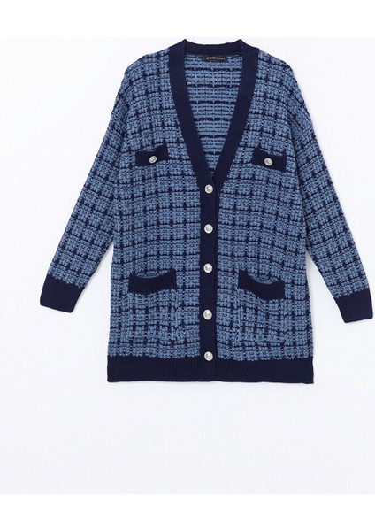 Yeni Sezon V Yaka Ekose Kadın Triko Hırka indirimleri