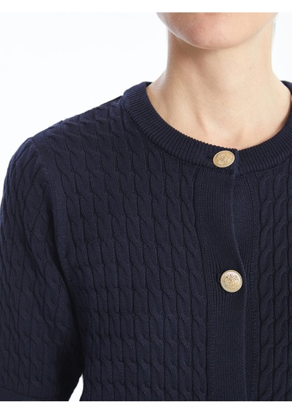 Yeni Sezon Bisiklet Yaka Kendinden Desenli Kadın Triko Hırka modelleri