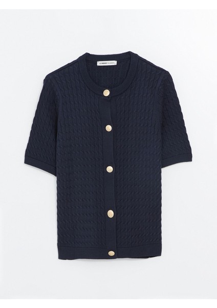 Yeni Sezon Bisiklet Yaka Kendinden Desenli Kadın Triko Hırka indirimleri