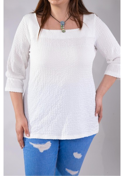 Kadın 1112048 Bürümcüklü Fermuarlı Beyaz Bluz modelleri