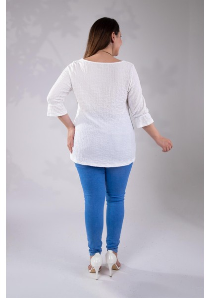 Kadın 1112048 Bürümcüklü Fermuarlı Beyaz Bluz indirimleri