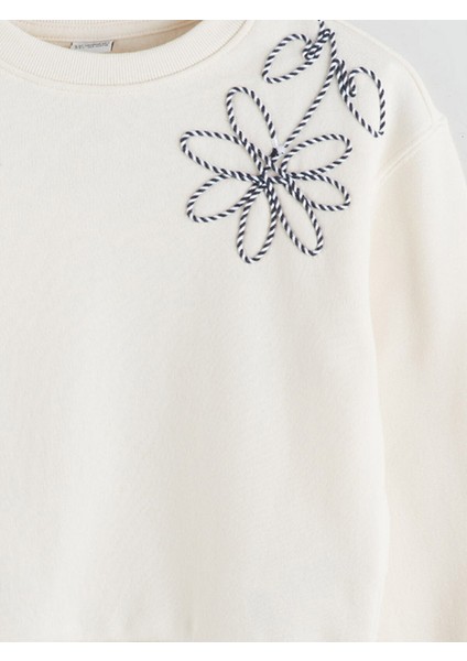 Yeni Sezon Bisiklet Yaka Çiçekli Kız Çocuk Sweatshirt modelleri