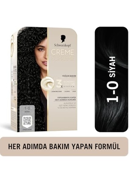 Schwarzkopf Creme Supreme Saç Boyası 1-0 Siyah