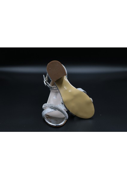 Simli Kız Çocuk 4 cm Topuklu Sandalet Abiye Ayakkabı indirimleri