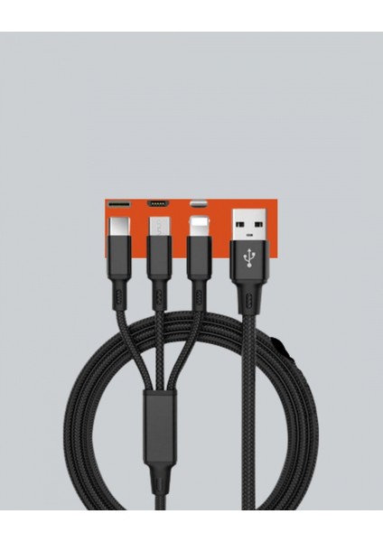 Evrensel 3 Başlıklı Şarj Kablosu – iPhone Huawei Samsung Için modelleri