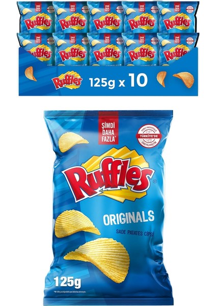 Ruffles Original Sade Patates Cipsi Süper Boy 125 G x 10 Adet