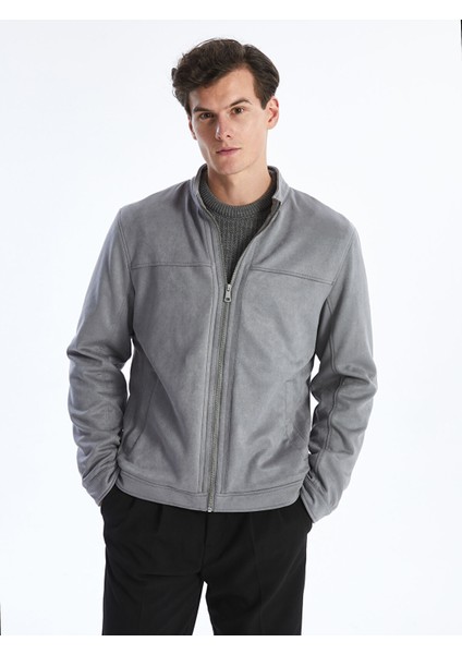 Yeni Sezon Slim Fit Dik Yaka Süet Erkek Mont