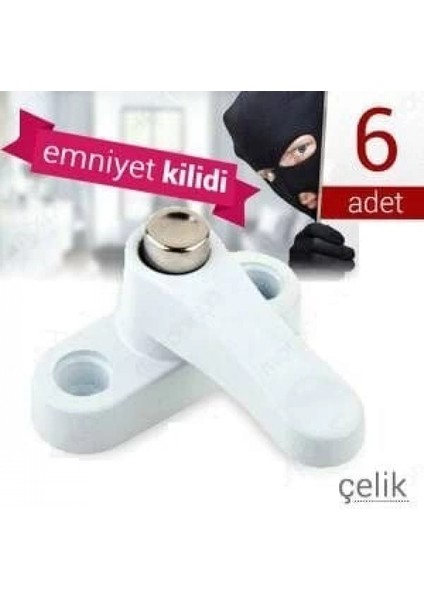Pvc Kapı Pencere Emniyet Kilidi - Çelik - 6 Adet
