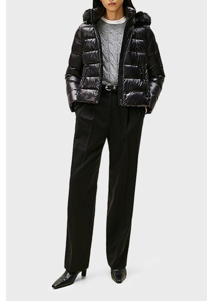 Kapitoneli Slim Fit Çıkarılabilir Kapüşonlu Su Itici Şişme Parlak Mont Bayan Mont WW0WW47354 Bds fiyatları