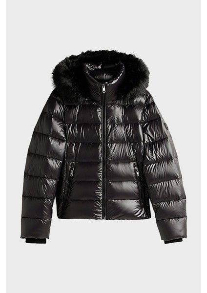 Kapitoneli Slim Fit Çıkarılabilir Kapüşonlu Su Itici Şişme Parlak Mont Bayan Mont WW0WW47354 Bds indirimleri