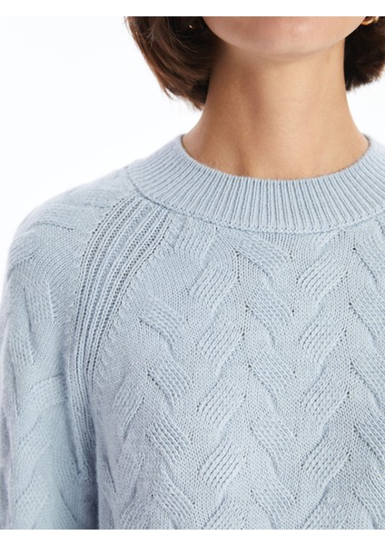 Yeni Sezon Bisiklet Yaka Kendinden Desenli Kadın Triko Kazak modelleri