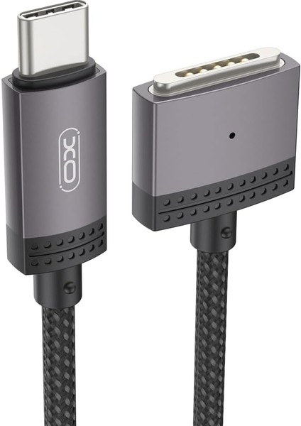 Xo Is Beauty Magsafe ile Uyumlu Kablo, Type-C To Mag 3 Şarj Kablosu – 100W Max Güç, 20V/5A Hızlı Şarj Destekli, 2m Örgü Kablo, Yüksek Güçlü Mıknatıs, Akıllı Çipli, NB287, Siyah