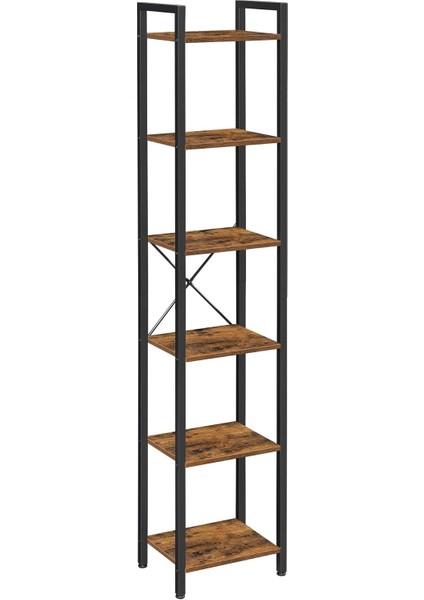 Raf, Kitaplık, Dikili Raf, DVD Rafı, 6 Seviyeli, Ofis Rafı, Açık Raflar, Ofis, Oturma Odası, Yatak Odası, Mutfak Için, 30 x 40 x 187,5 Cm, -Siyah LLS101B01
