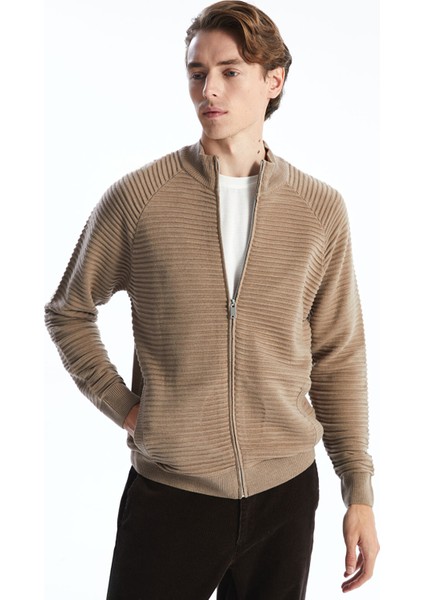 Yeni Sezon Standart Kalıp Dik Yaka Erkek Triko Hırka