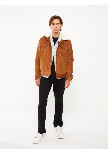 Yeni Sezon Standart Kalıp Kürk Yakalı Kadife Erkek Mont modelleri