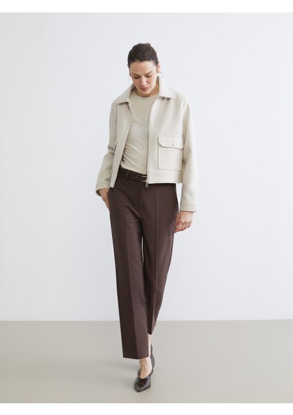 Yeni Sezon Beli Kemerli Kadın Cigarette Pantolon