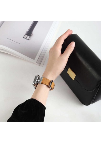 Ile Uyumlu 38MM/40MM Krd-53 Deri Kordon Kahverengi fiyatları