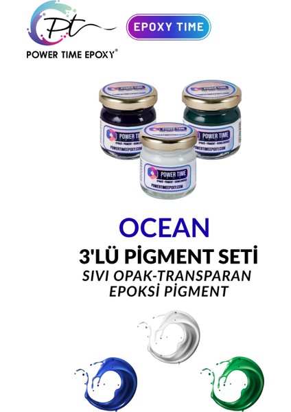 3' Lü Opak Transparan Sıvı Pigment Boya Seti Epoksi Için Ocean / 3 Adet Epoksi Boyası/ Deniz