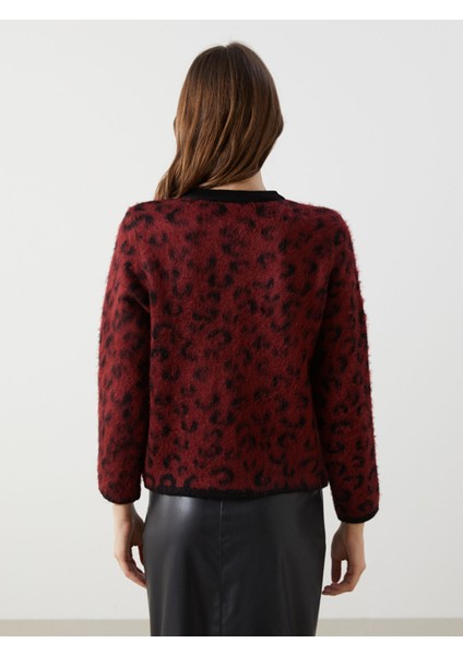 Yeni Sezon Bisiklet Yaka Leopar Desenli Kadın Triko Hırka fırsatları