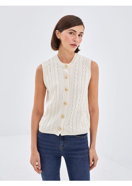 Yeni Sezon Bisiklet Yaka Kendinden Desenli Kadın Triko Süveter