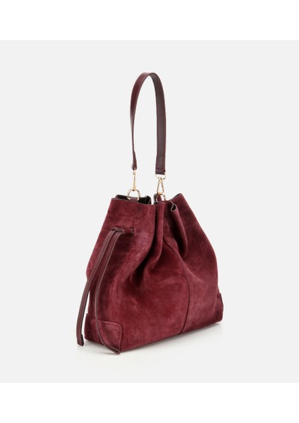 03CAH316270A780 KADIN Süet Deri Bordo Bucket Omuz Çantası fırsatları