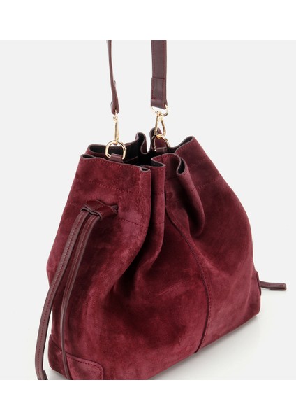 03CAH316270A780 KADIN Süet Deri Bordo Bucket Omuz Çantası indirimleri