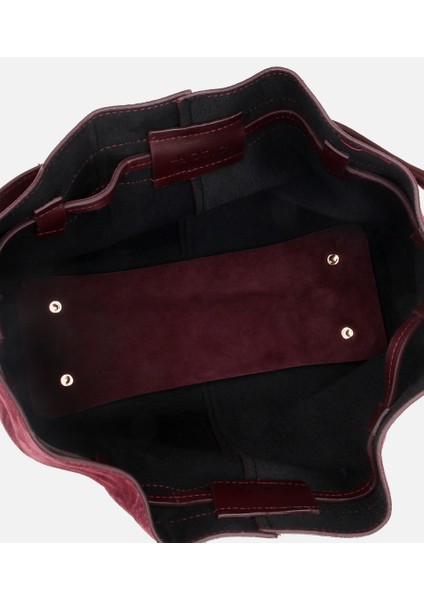 03CAH316270A780 KADIN Süet Deri Bordo Bucket Omuz Çantası