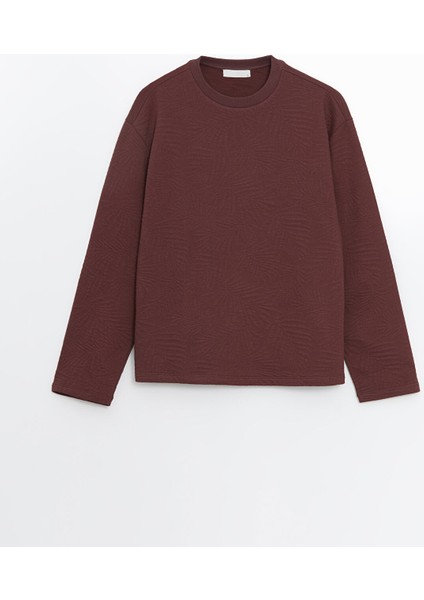 Yeni Sezon Bisiklet Yaka Kendinden Desenli Kadın Sweatshirt indirimleri