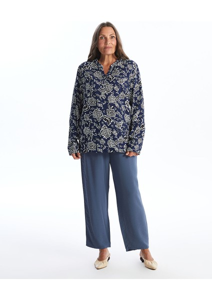 Yeni Sezon Kaçık Yaka Desenli Uzun Kollu Kadın Bluz fiyatları