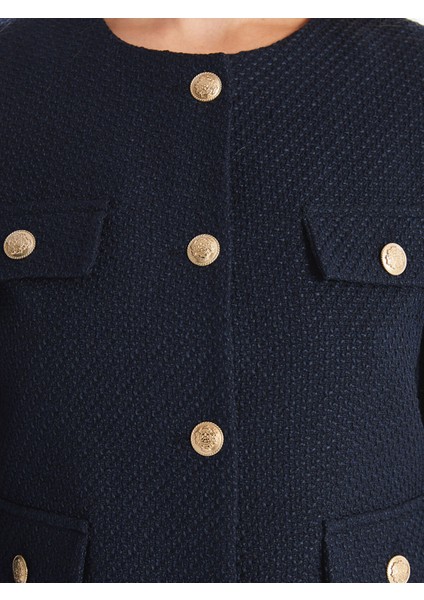 Yeni Sezon Bisiklet Yaka Dokulu Kadın Tüvit Ceket modelleri