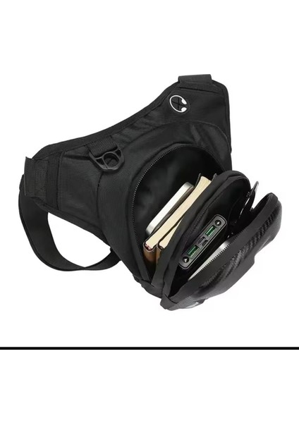 Unısex Ayarlanabilir Askılı Kulaklık Şarj Kablo Çıkışlı Motorcu Omuz Bel Bacak Çantası NEW367