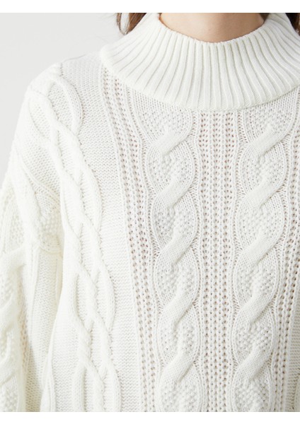 Yeni Sezon Bisiklet Yaka Kendinden Desenli Kadın Triko Kazak modelleri