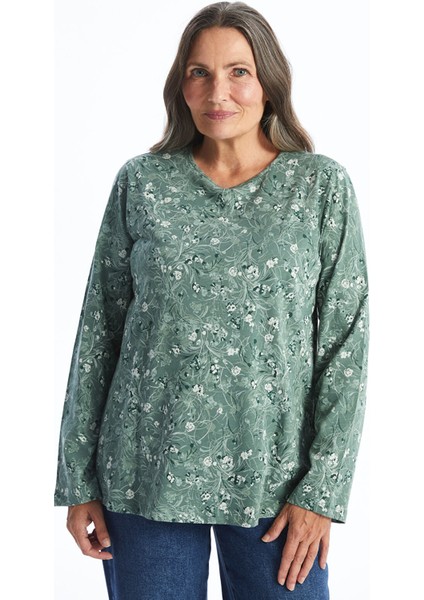 Yeni Sezon Bisiklet Yaka Desenli Kadın Bluz