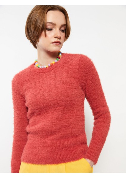 Yeni Sezon Bisiklet Yaka Düz Uzun Kollu Kadın Triko Kazak