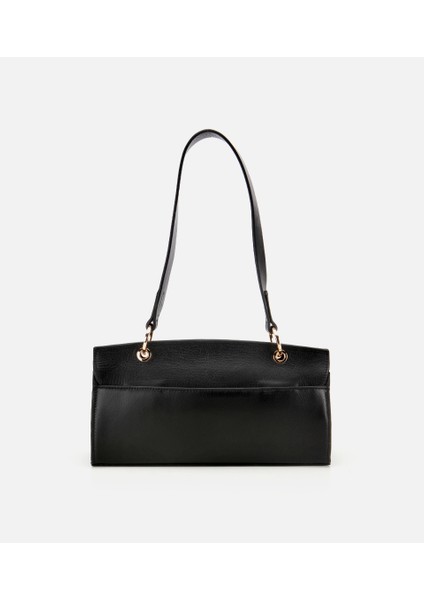 03CAH316340A100 KADIN Deri Siyah Kilit Detaylı Omuz Çantası