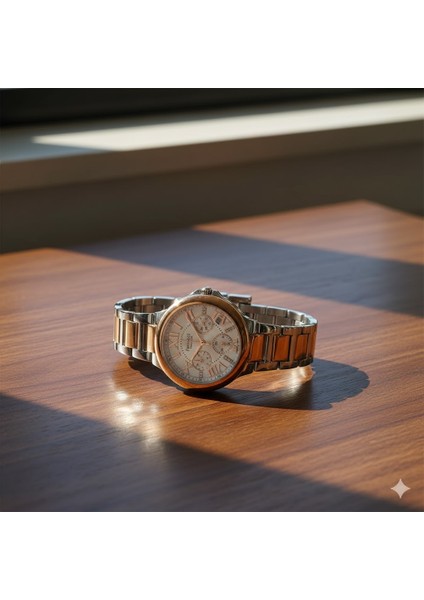 Kadın Kol Saati Altın ve Gümüş Renk, Gümüş Kadran - Şık Metal Kordon, 2 Yıl Garantili fiyatları