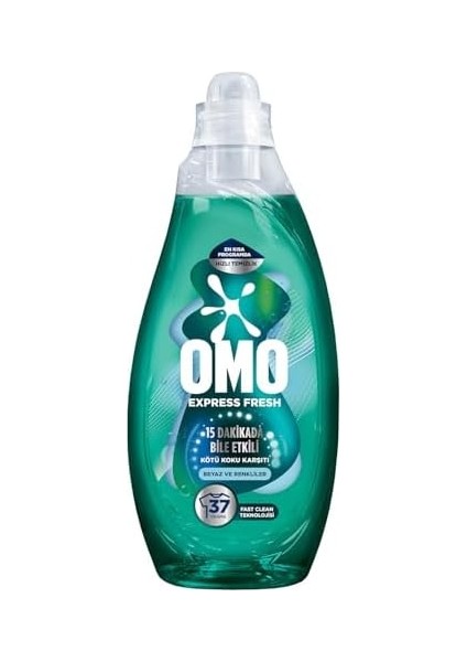 Omo Express Fresh Kötü Koku Karşıtı Beyaz ve Renkliler Sıvı Çamaşır Deterjanı, 1480 ml