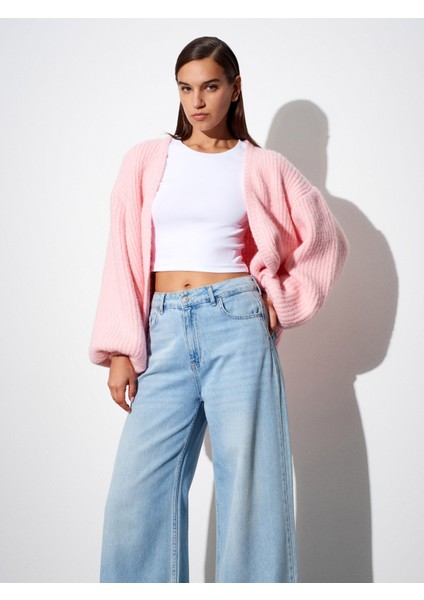 60991 Yumuşak Dokulu Dökümlü Triko Hırka-Pembe indirimleri