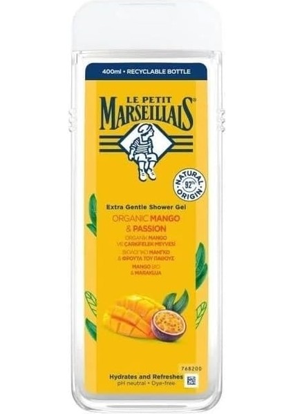 Le Petıt Marseıllaıs, Lpm Organik Mango ve Çarkıfelek Meyvesi 400ML Duş Jeli, Beyaz ve Sarı
