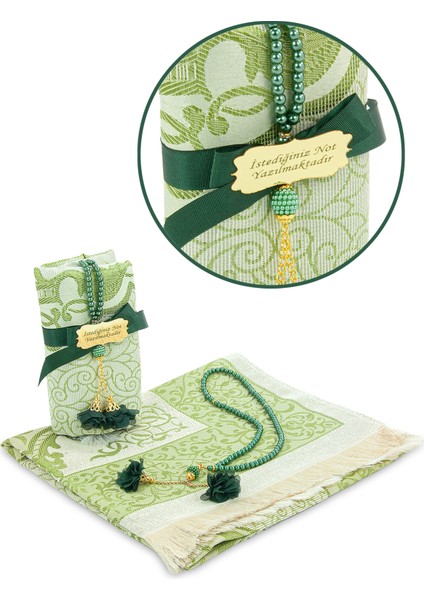 Hediyelik Isme Özel Tesbihli Seccade Seti Yeşil