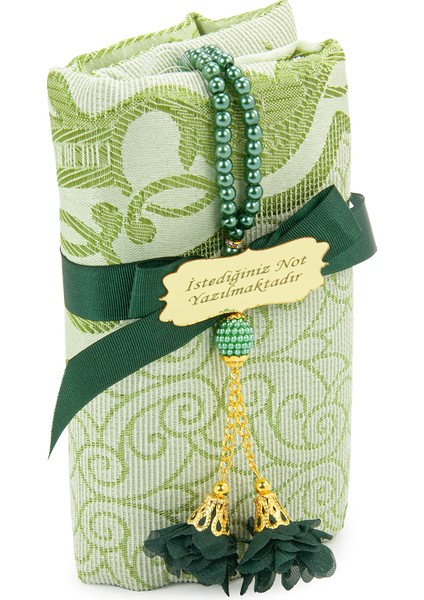 Hediyelik Isme Özel Tesbihli Seccade Seti Yeşil fırsatları
