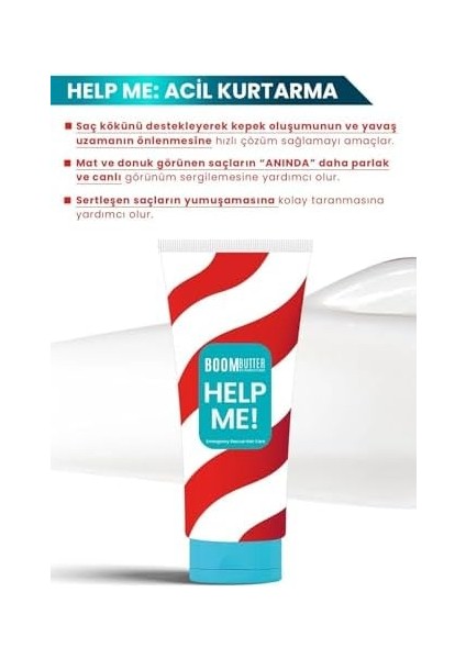 Boom Butter Help Me Acil Kurtarma Toniği, Yoğun Onarıcı & Besleyici Bakım, Kurumuş & Yıpranmış Saçlar Için, Bitkisel Yağ Kompleksi, 175 ml