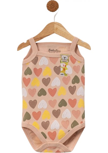 Kalp Baskılı Kız Body