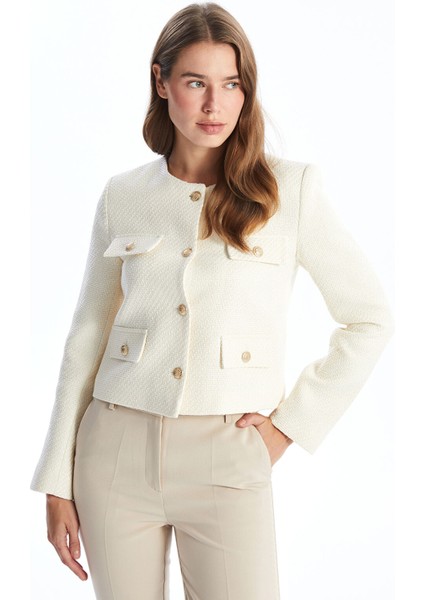 Yeni Sezon Bisiklet Yaka Dokulu Kadın Tüvit Ceket modelleri