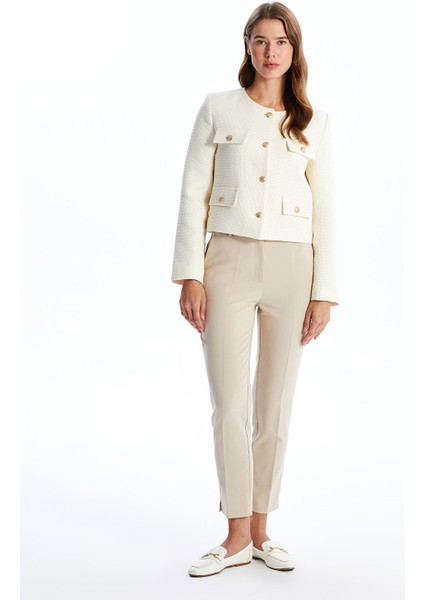 Yeni Sezon Bisiklet Yaka Dokulu Kadın Tüvit Ceket fırsatları