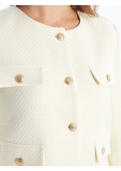 Yeni Sezon Bisiklet Yaka Dokulu Kadın Tüvit Ceket indirimleri