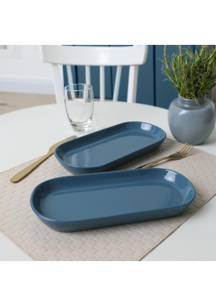 Mavi Noyan Kayık Tabak 26 cm 2 Adet 407