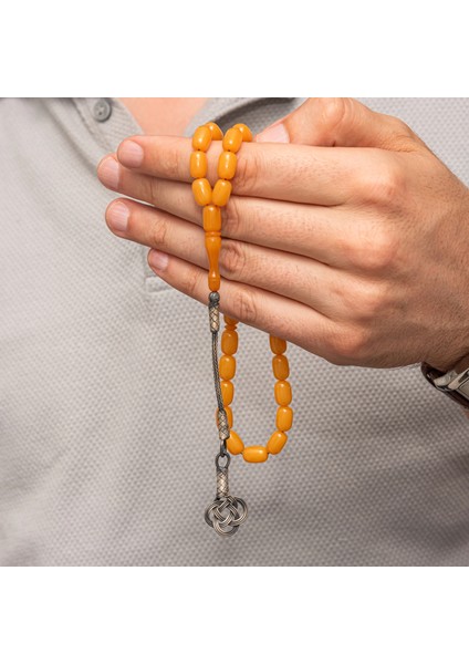 Gümüş Kazaz Püsküllü Kapsül Kesim Sarı Sıkma Kehribar Tesbih fırsatları